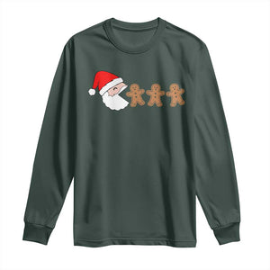 Funny Christmas Long Sleeve Shirt Santa Eating Gingerbread Men Gamer Men Women Kids TS10 Dark Forest Green Print Your Wear