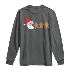 Funny Christmas Long Sleeve Shirt Santa Eating Gingerbread Men Gamer Men Women Kids TS10 Dark Heather Print Your Wear