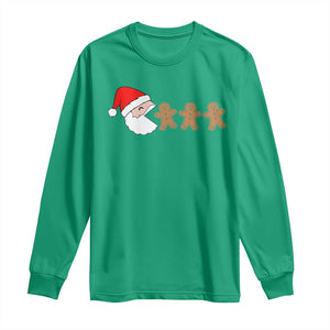 Funny Christmas Long Sleeve Shirt Santa Eating Gingerbread Men Gamer Men Women Kids TS10 Irish Green Print Your Wear