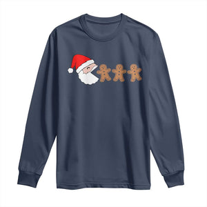 Funny Christmas Long Sleeve Shirt Santa Eating Gingerbread Men Gamer Men Women Kids TS10 Navy Print Your Wear