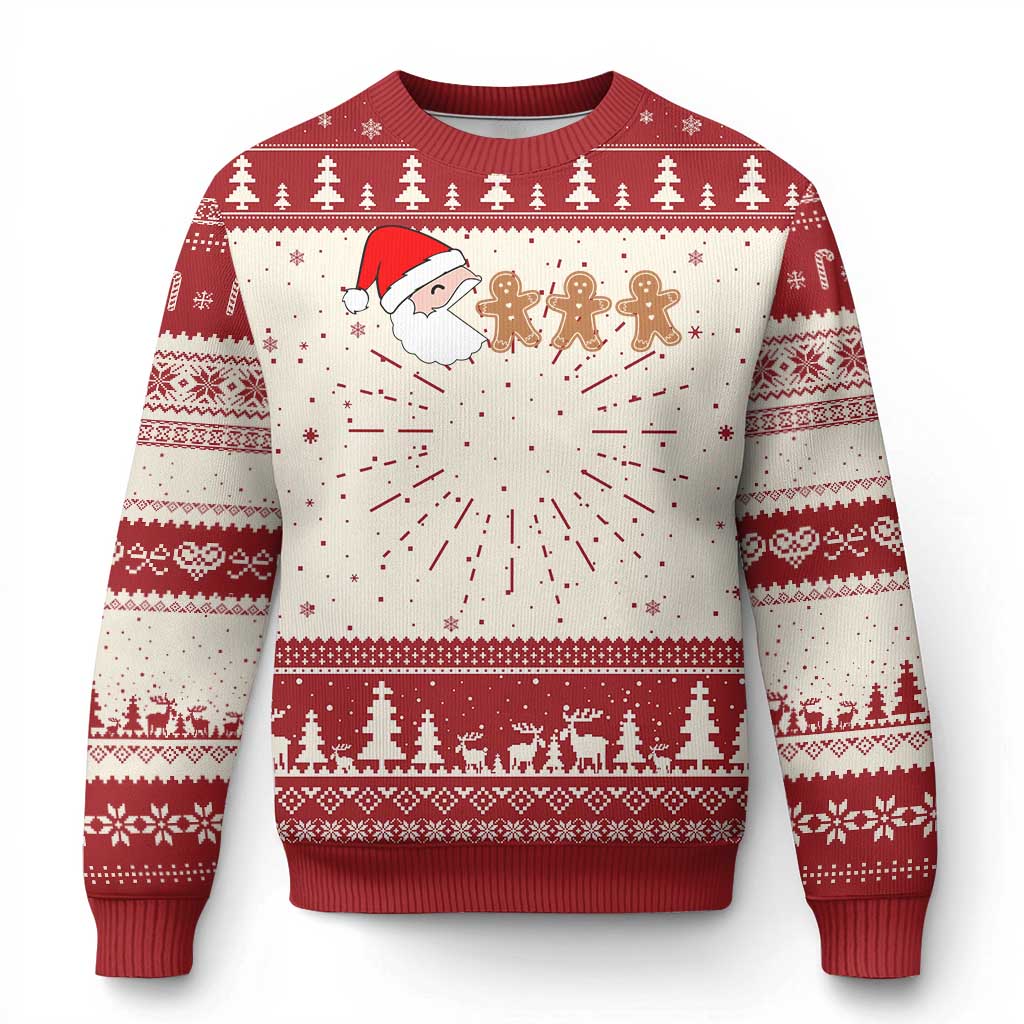 Funny Ugly Christmas Sweater Santa Eating Gingerbread Men Gamer Men Women Kids TS10 Red Print Your Wear