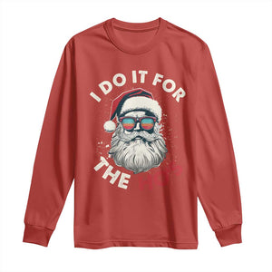 Funny Christmas Long Sleeve Shirt Santa I Do It For The Ho's TS10 Red Print Your Wear