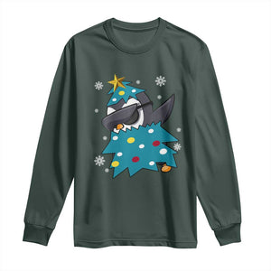 Christmas Penguin Long Sleeve Shirt Funny Animals Xmas Tree Lights Boys Kids TS10 Dark Forest Green Print Your Wear