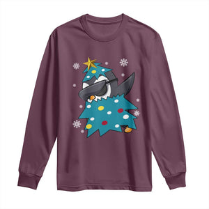 Christmas Penguin Long Sleeve Shirt Funny Animals Xmas Tree Lights Boys Kids TS10 Maroon Print Your Wear