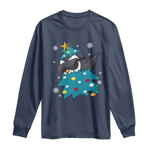 Christmas Penguin Long Sleeve Shirt Funny Animals Xmas Tree Lights Boys Kids TS10 Navy Print Your Wear