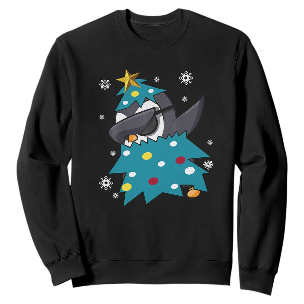 Christmas Penguin Sweatshirt Funny Animals Xmas Tree Lights Boys Kids TS10 Black Print Your Wear