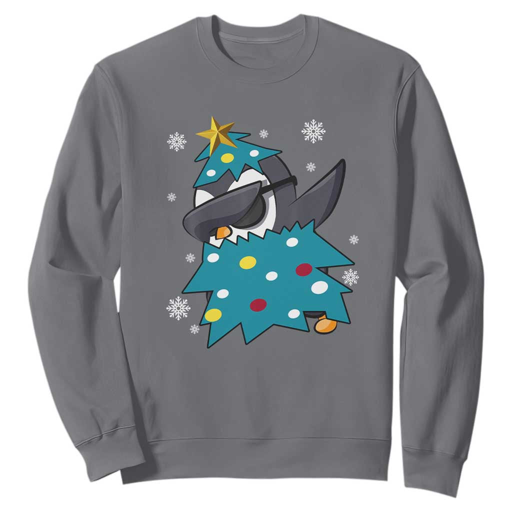 Christmas Penguin Sweatshirt Funny Animals Xmas Tree Lights Boys Kids TS10 Charcoal Print Your Wear