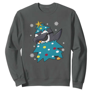 Christmas Penguin Sweatshirt Funny Animals Xmas Tree Lights Boys Kids TS10 Dark Heather Print Your Wear
