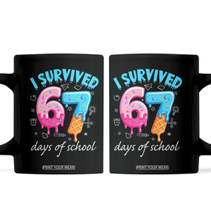 I Survived 67 Days of School Funny Six Seven Meme Coffee Mug Baseball Ice Cream Dripping TS10 Black Print Your Wear