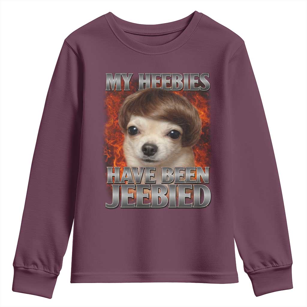 Chihuahua Funny Meme Youth Sweatshirt My Heebies Have Been Jeebied Bootleg TS10 Maroon Print Your Wear