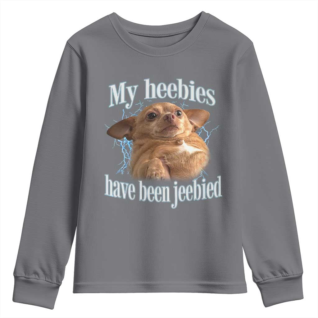 Funny Chihuahua Meme Youth Sweatshirt My Heebies Have Been Jeebied Bootleg TS10 Charcoal Print Your Wear