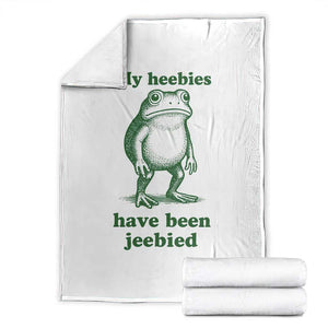 Funny Frog Throw Blanket My Heebies Have Been Jeebied Weirdcore Meme TS10 White Print Your Wear