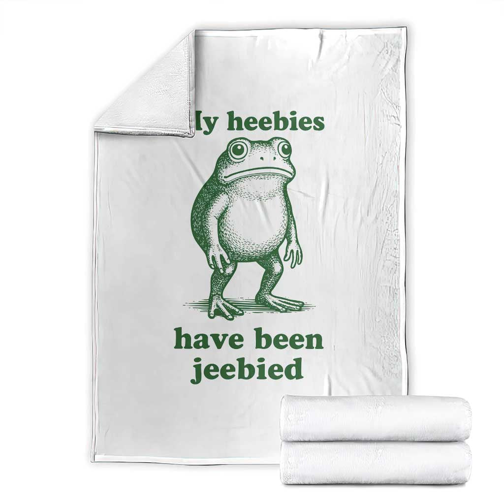Funny Frog Throw Blanket My Heebies Have Been Jeebied Weirdcore Meme TS10 White Print Your Wear