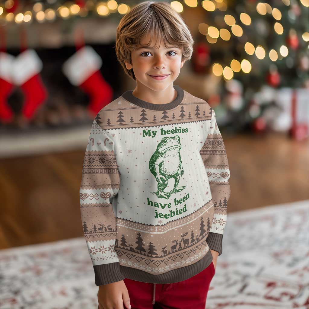 Funny Frog Ugly Christmas Sweater My Heebies Have Been Jeebied Weirdcore Meme TS10 Mocha Mousse Print Your Wear