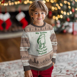 Funny Frog Ugly Christmas Sweater My Heebies Have Been Jeebied Weirdcore Meme TS10 Mocha Mousse Print Your Wear