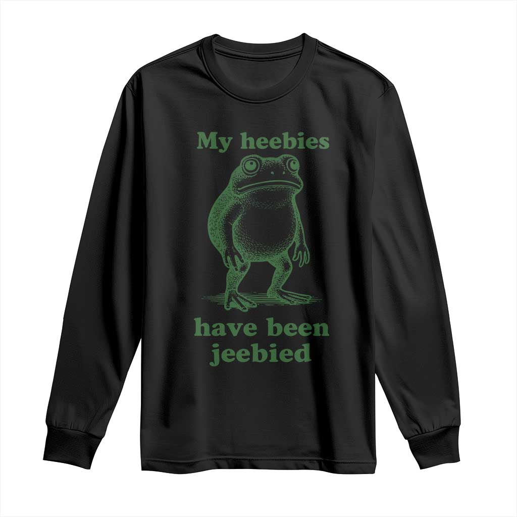 Funny Frog Long Sleeve Shirt My Heebies Have Been Jeebied Weirdcore Meme TS10 Black Print Your Wear