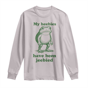 Funny Frog Long Sleeve Shirt My Heebies Have Been Jeebied Weirdcore Meme TS10 Ice Gray Print Your Wear