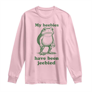Funny Frog Long Sleeve Shirt My Heebies Have Been Jeebied Weirdcore Meme TS10 Light Pink Print Your Wear