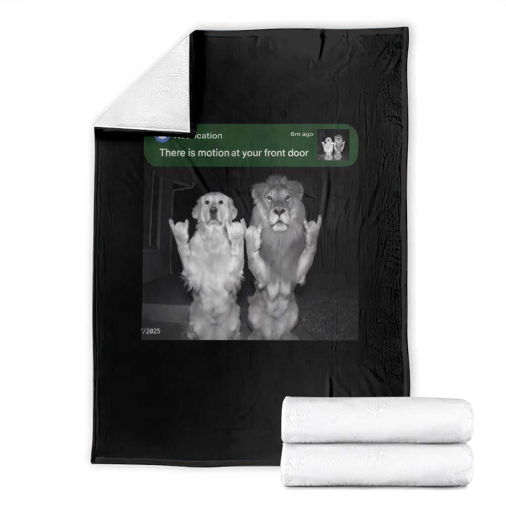 There is Motion at Your Front Door Throw Blanket Funny Golden Retriever Dog And Lion Motion Meme TS10 Black Print Your Wear