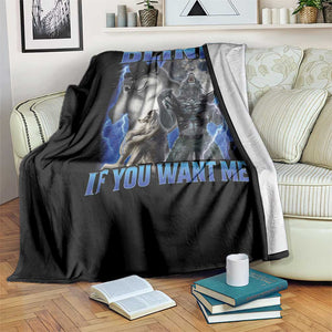 Funny Alpha Wolf Meme Throw Blanket Blink If You Want Me Bootleg Cringe Humor TS10 Print Your Wear