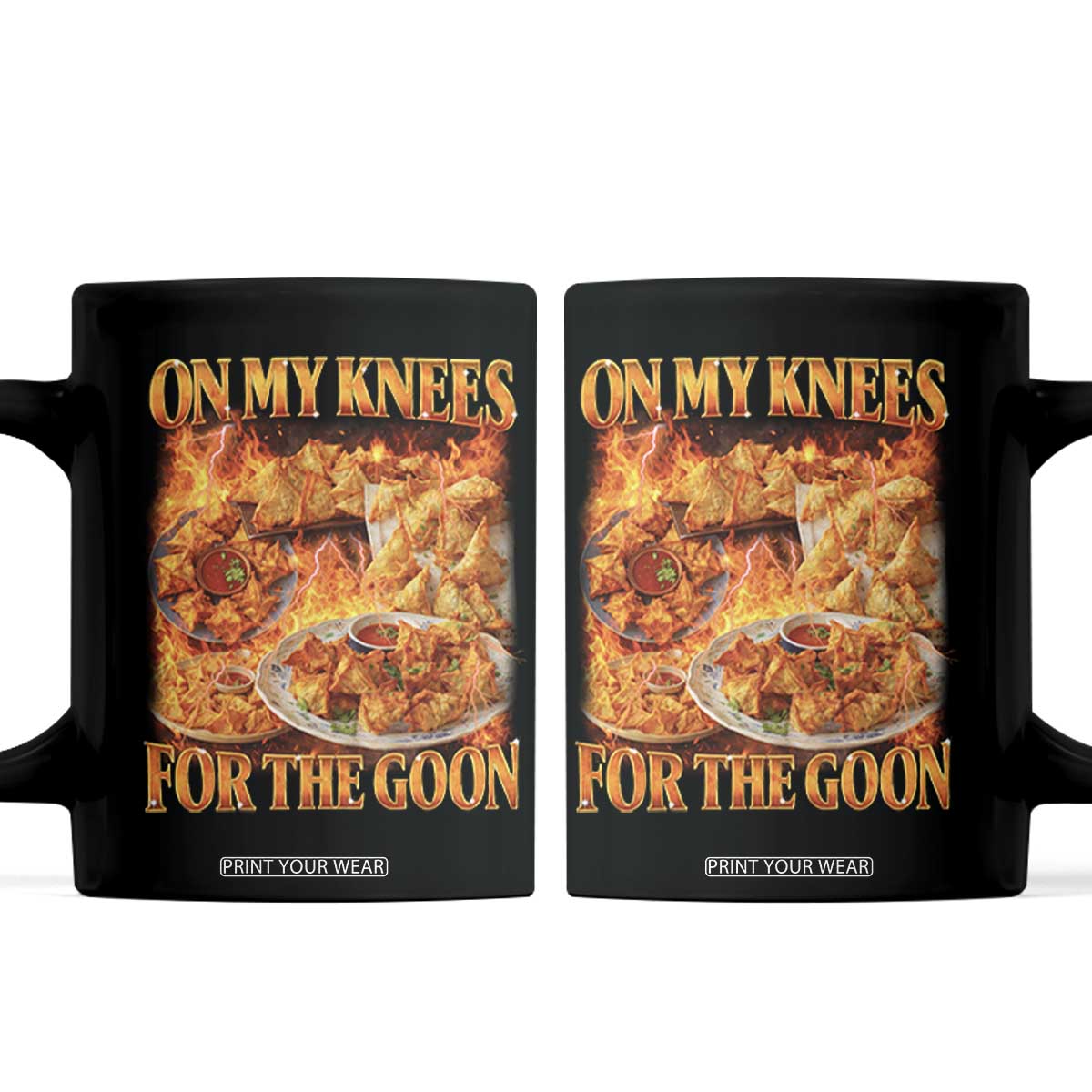 Funny Crab Rangoon Meme Coffee Mug Vintage 90s Style On My Knees Bootleg Graphic TS10 Black Print Your Wear