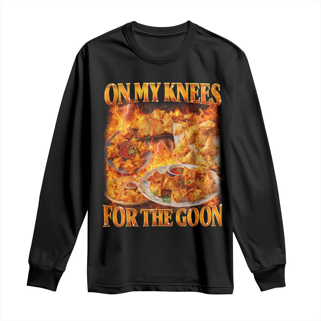 Funny Crab Rangoon Meme Long Sleeve Shirt Vintage 90s Style On My Knees Bootleg Graphic TS10 Black Print Your Wear