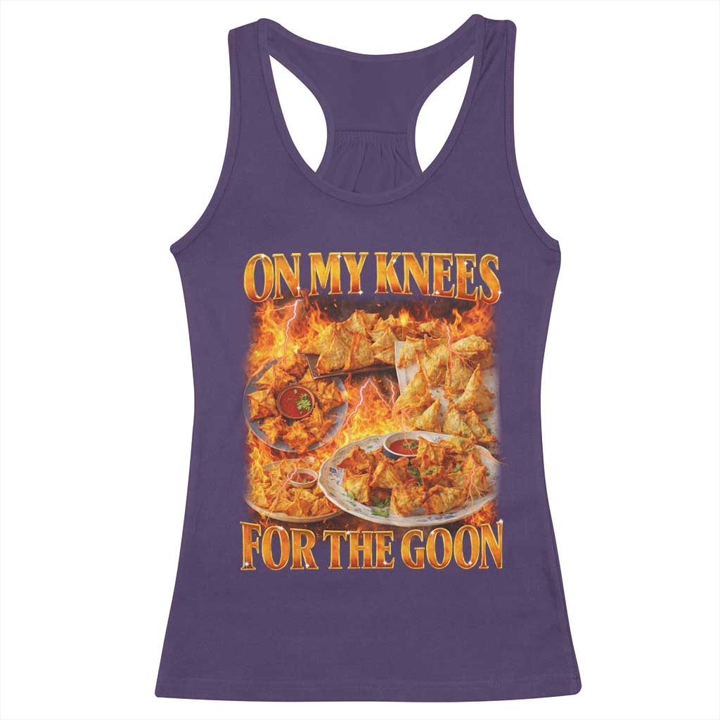 Funny Crab Rangoon Meme Racerback Tank Top Vintage 90s Style On My Knees Bootleg Graphic TS10 Purple Print Your Wear