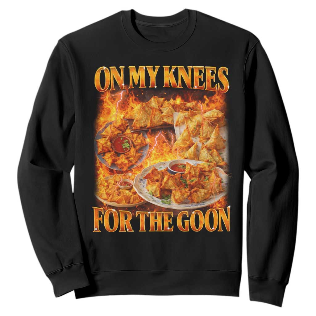 Funny Crab Rangoon Meme Sweatshirt Vintage 90s Style On My Knees Bootleg Graphic TS10 Black Print Your Wear