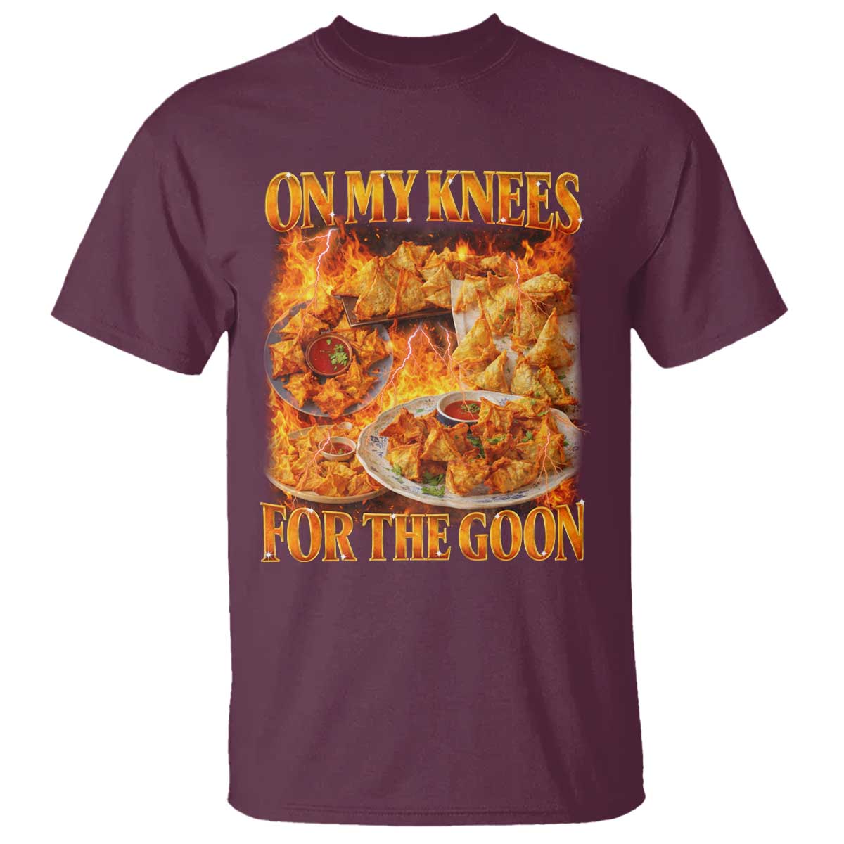 Funny Crab Rangoon Meme T Shirt Vintage 90s Style On My Knees Bootleg Graphic TS10 Maroon Print Your Wear