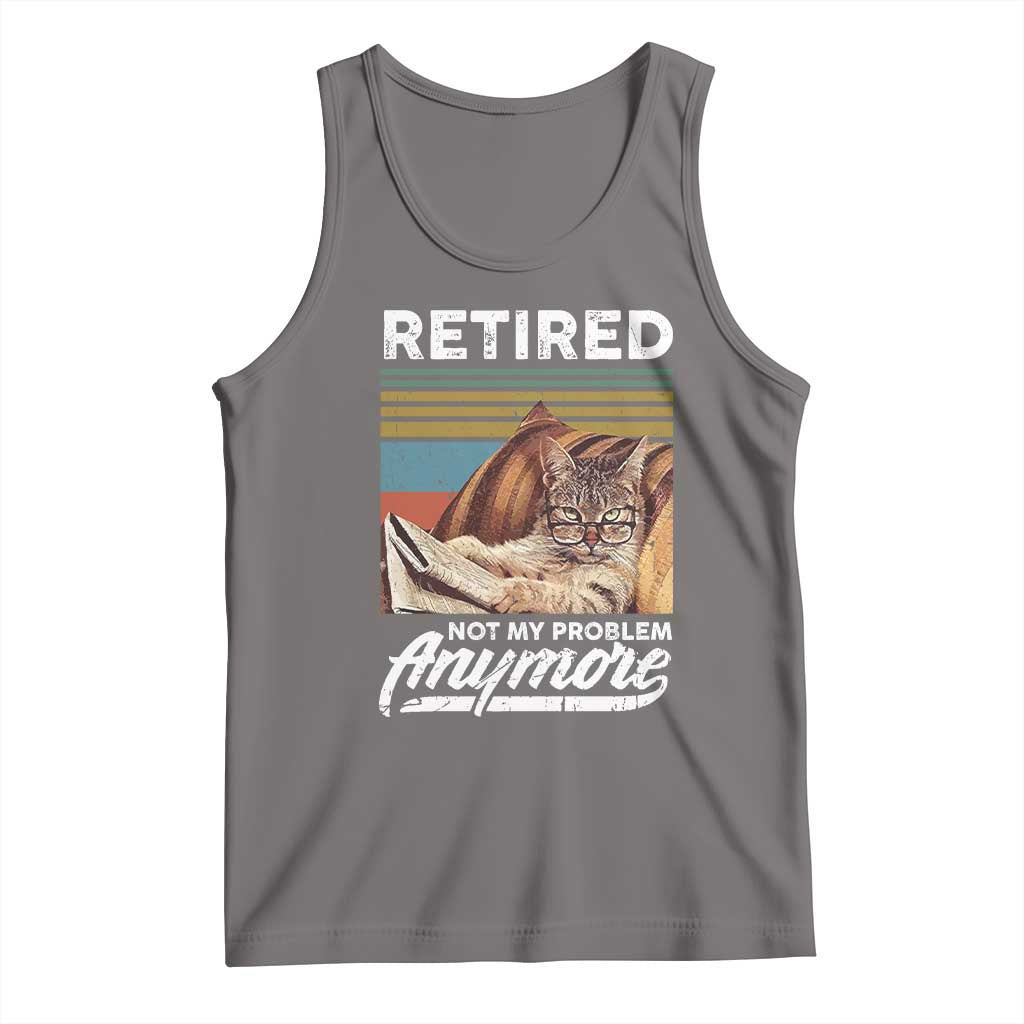 Funny Cat Retired Tank Top Not My Problem Anymore 90s Vintage Style TS10 Deep Heather Print Your Wear