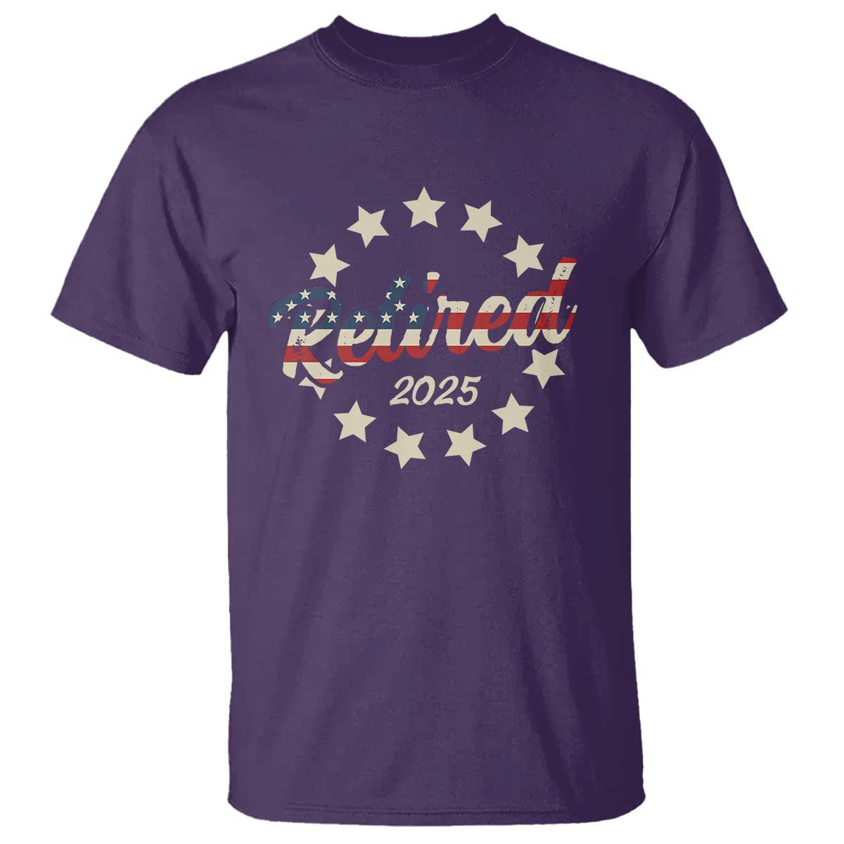 Retired 2025 T Shirt Retirement Gifts American Flag TS10 Purple Print Your Wear