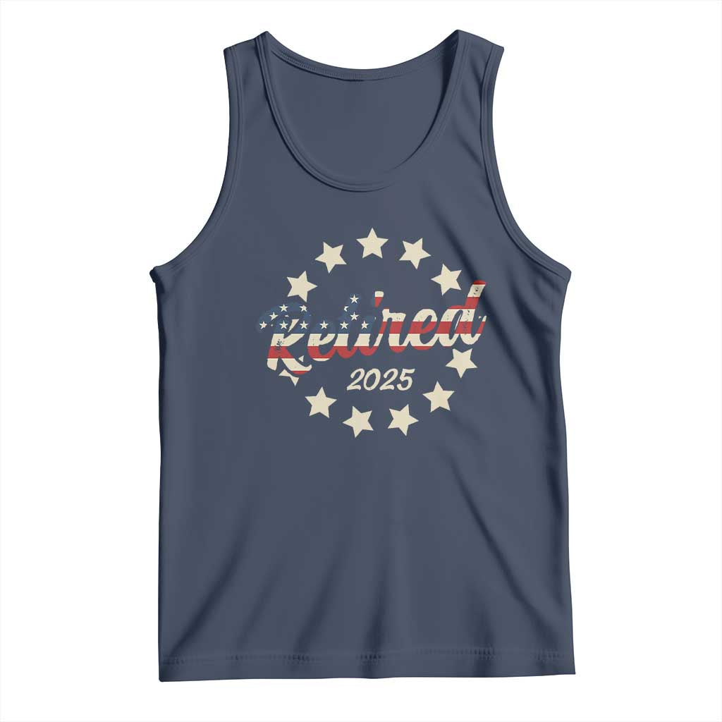 Retired 2025 Tank Top Retirement Gifts American Flag TS10 Navy Print Your Wear