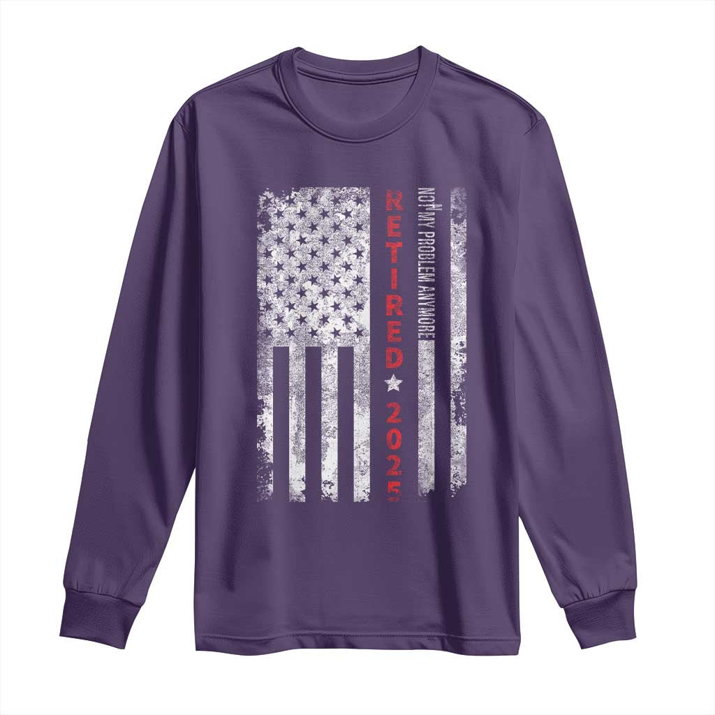 Retired 2025 Long Sleeve Shirt Vintage Old American Flag TS10 Purple Print Your Wear