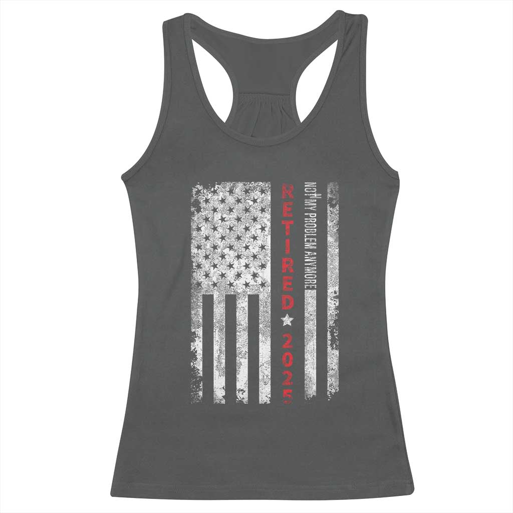 Retired 2025 Racerback Tank Top Vintage Old American Flag TS10 Dark Heather Print Your Wear