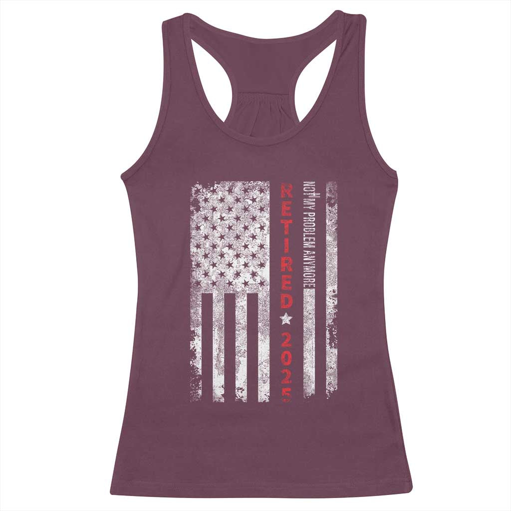 Retired 2025 Racerback Tank Top Vintage Old American Flag TS10 Maroon Print Your Wear