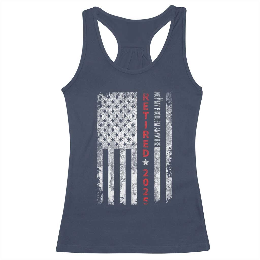 Retired 2025 Racerback Tank Top Vintage Old American Flag TS10 Navy Print Your Wear