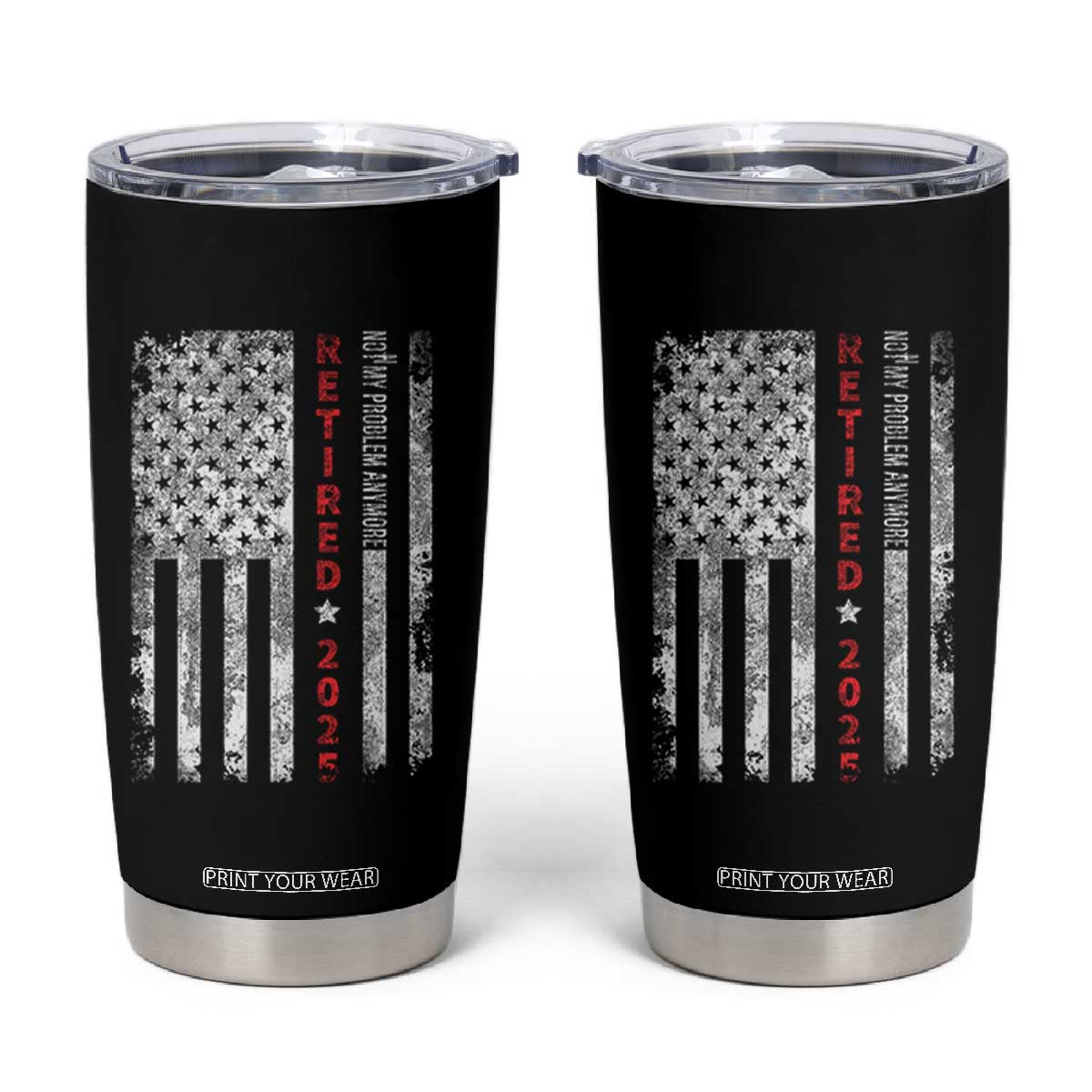 Retired 2025 Tumbler Cup Vintage Old American Flag TS10 Black Print Your Wear