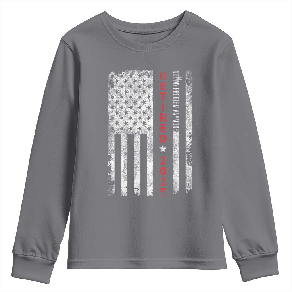 Retired 2025 Youth Sweatshirt Vintage Old American Flag TS10 Charcoal Print Your Wear