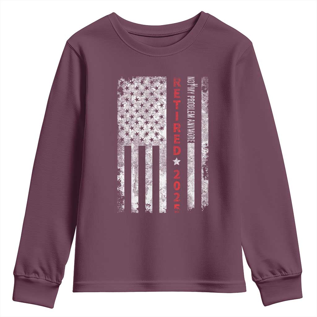 Retired 2025 Youth Sweatshirt Vintage Old American Flag TS10 Maroon Print Your Wear
