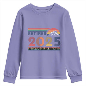 Retro Retired 2025 Youth Sweatshirt Not My Problem Anymore TS10 Violet Print Your Wear