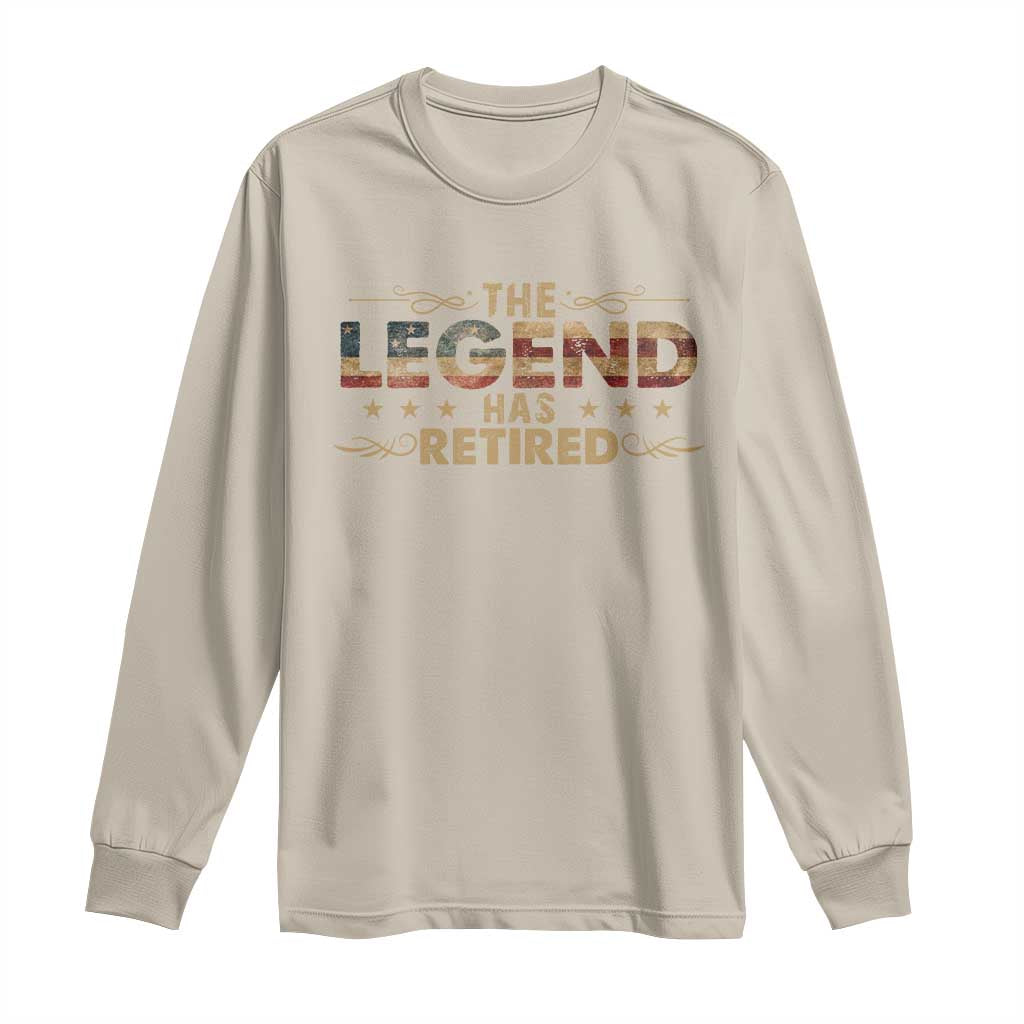 The Legend Has Retired 2025 Long Sleeve Shirt Retro American Flag TS10 Sand Print Your Wear