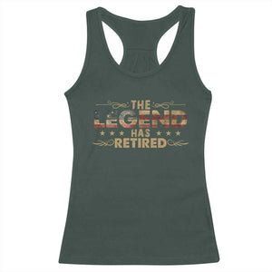 The Legend Has Retired 2025 Racerback Tank Top Retro American Flag TS10 Dark Forest Green Print Your Wear