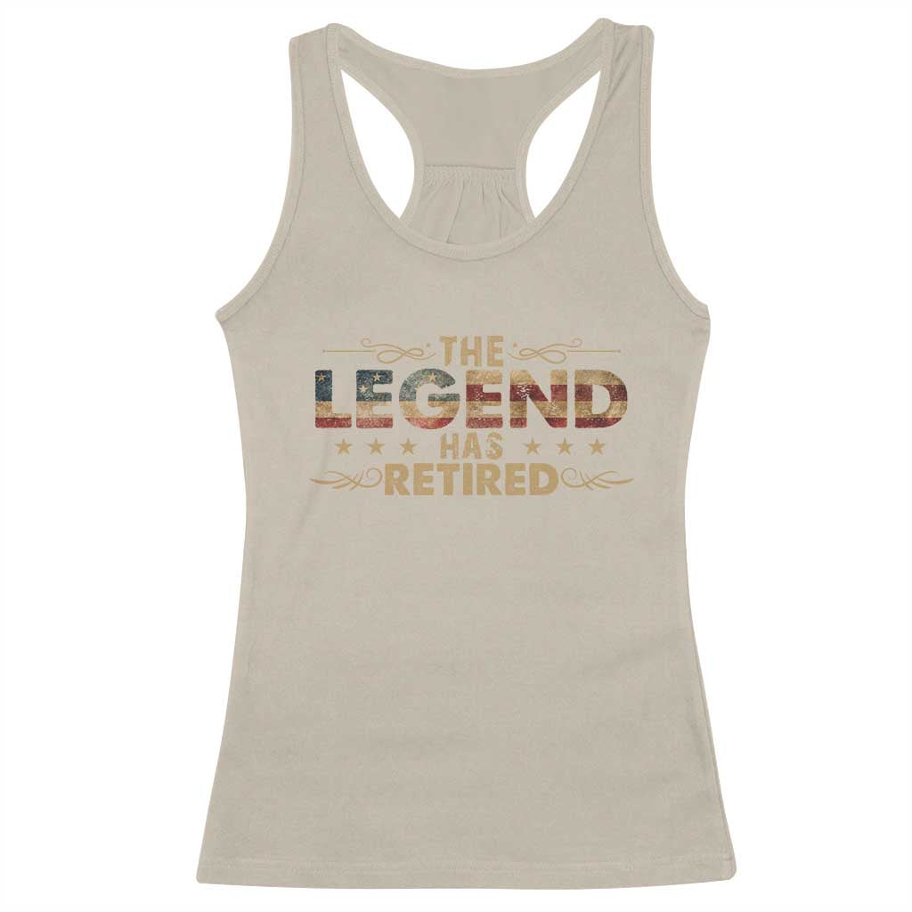 The Legend Has Retired 2025 Racerback Tank Top Retro American Flag TS10 Sand Print Your Wear