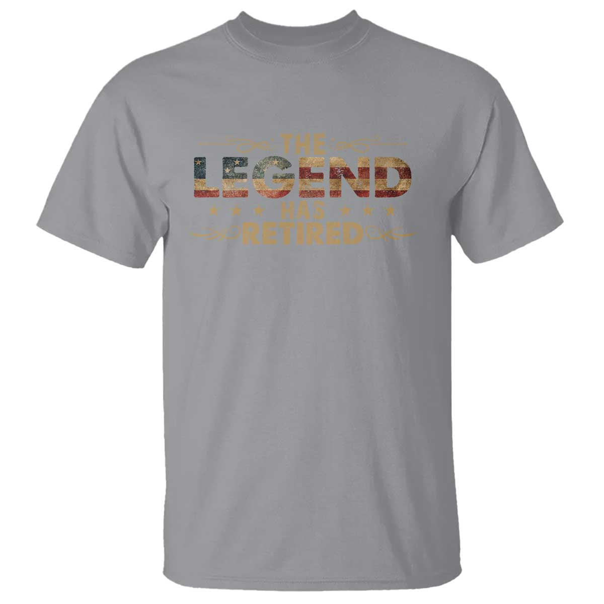 The Legend Has Retired 2025 T Shirt Retro American Flag TS10 Sport Gray Print Your Wear