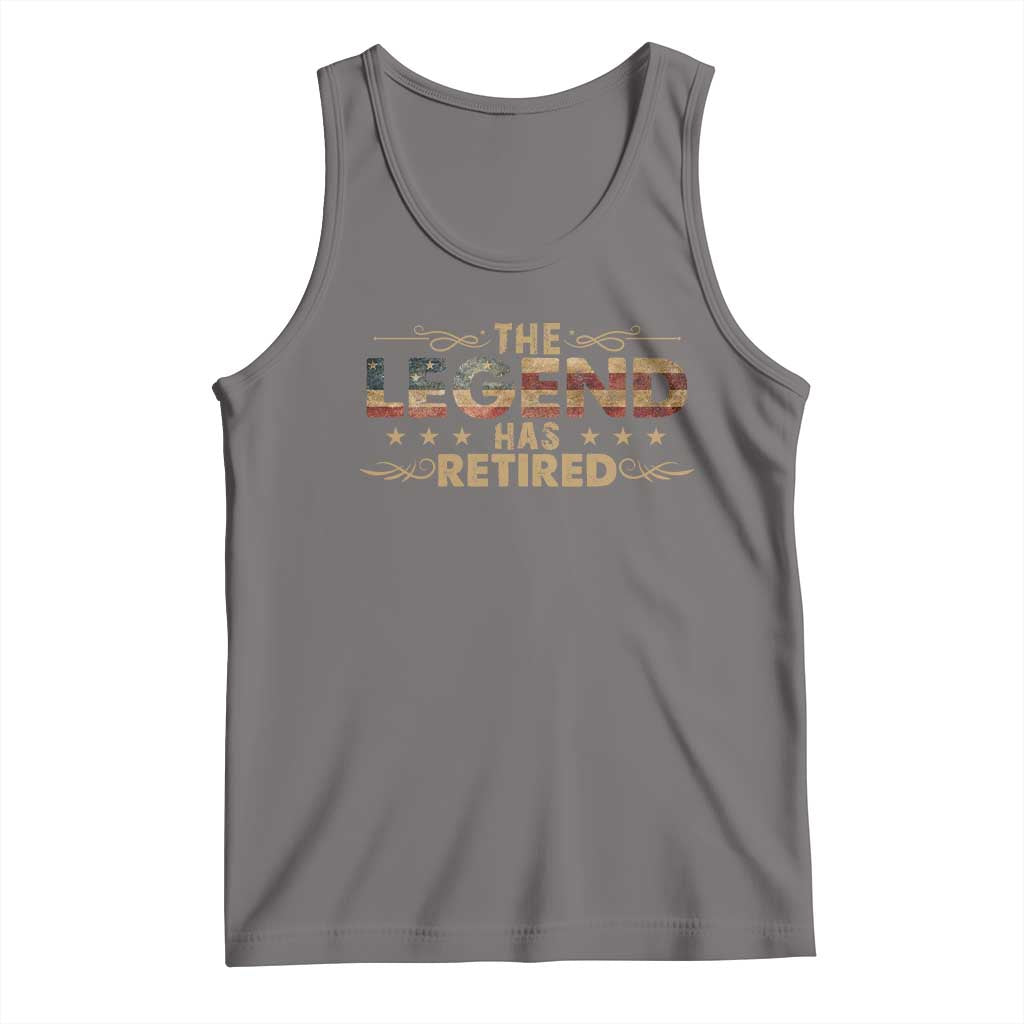 The Legend Has Retired 2025 Tank Top Retro American Flag TS10 Deep Heather Print Your Wear