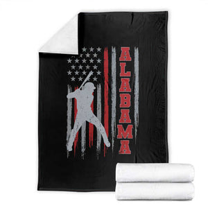 Alabama Fan Throw Blanket Vintage Bama Baseball Lovers American Flag AL State TS10 Black Print Your Wear