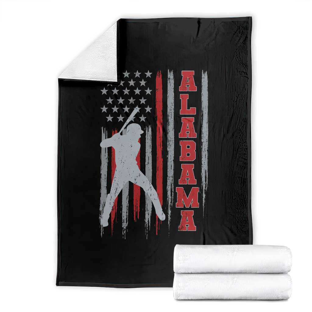 Alabama Fan Throw Blanket Vintage Bama Baseball Lovers American Flag AL State TS10 Black Print Your Wear