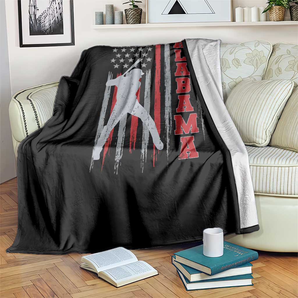 Alabama Fan Throw Blanket Vintage Bama Baseball Lovers American Flag AL State TS10 Print Your Wear