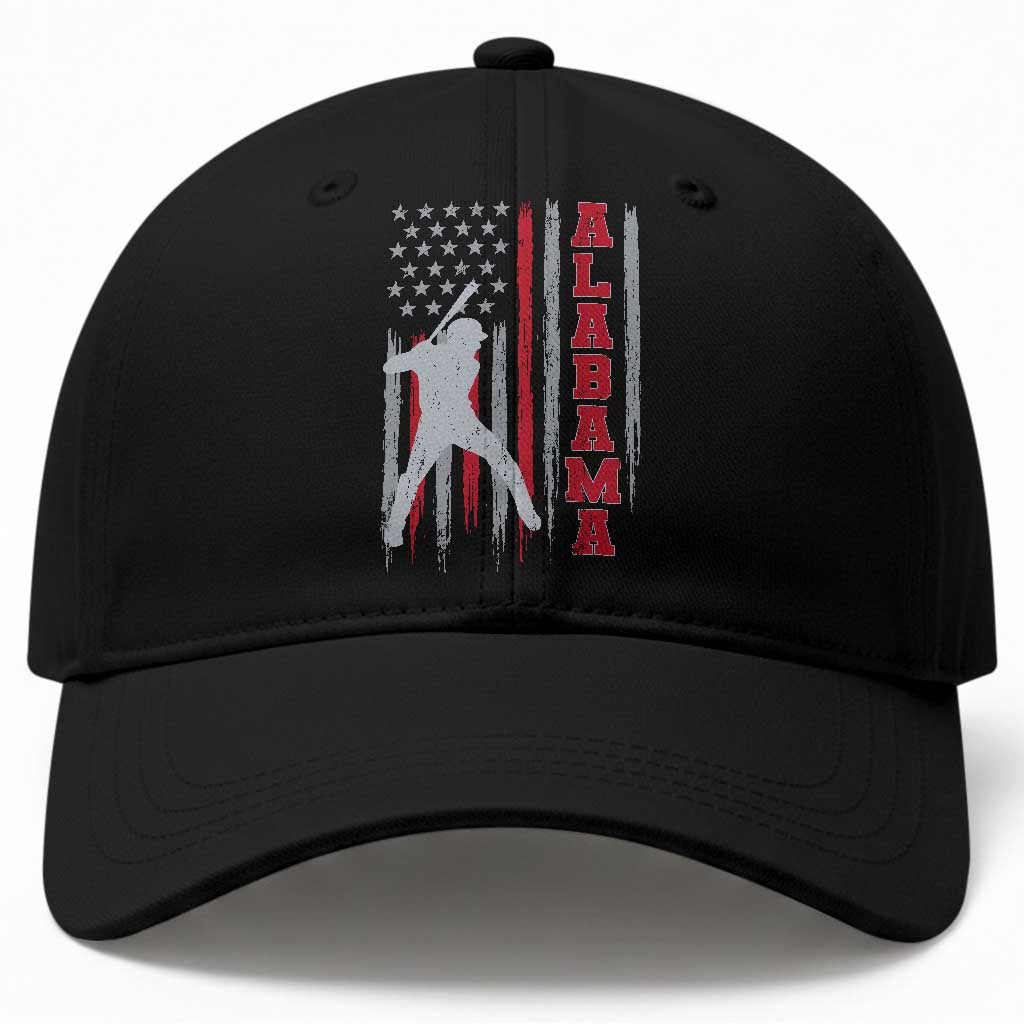Alabama Fan Baseball Cap Vintage Bama Baseball Lovers American Flag AL State TS10 Print Your Wear