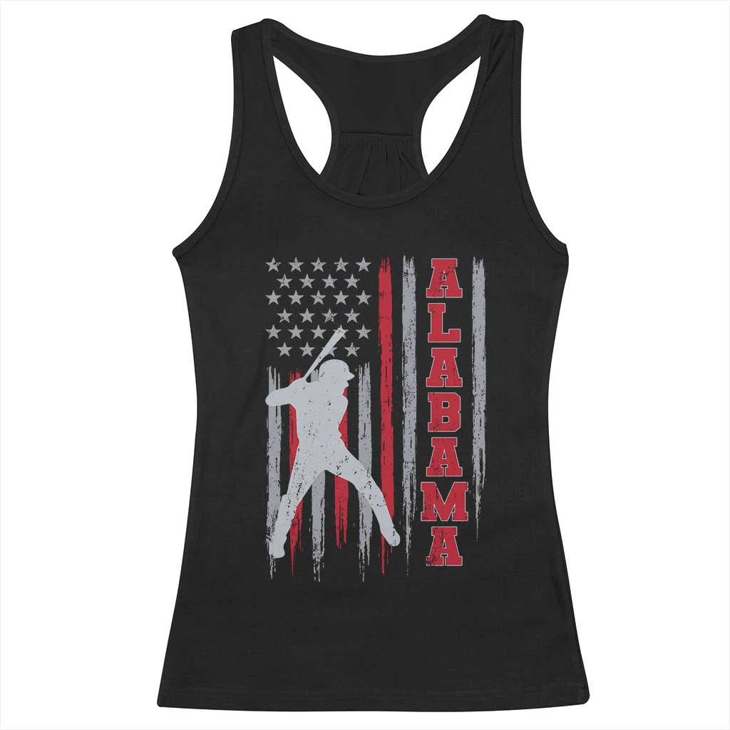 Alabama Fan Racerback Tank Top Vintage Bama Baseball Lovers American Flag AL State TS10 Black Print Your Wear